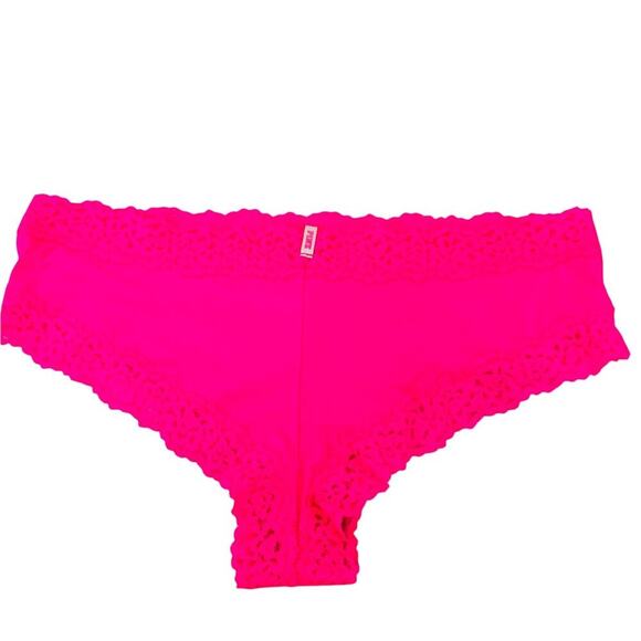 Victoria's Secret PINK Extra Low Cheekster Bright Neon Pink Panty Size Large - Picture 6 of 6